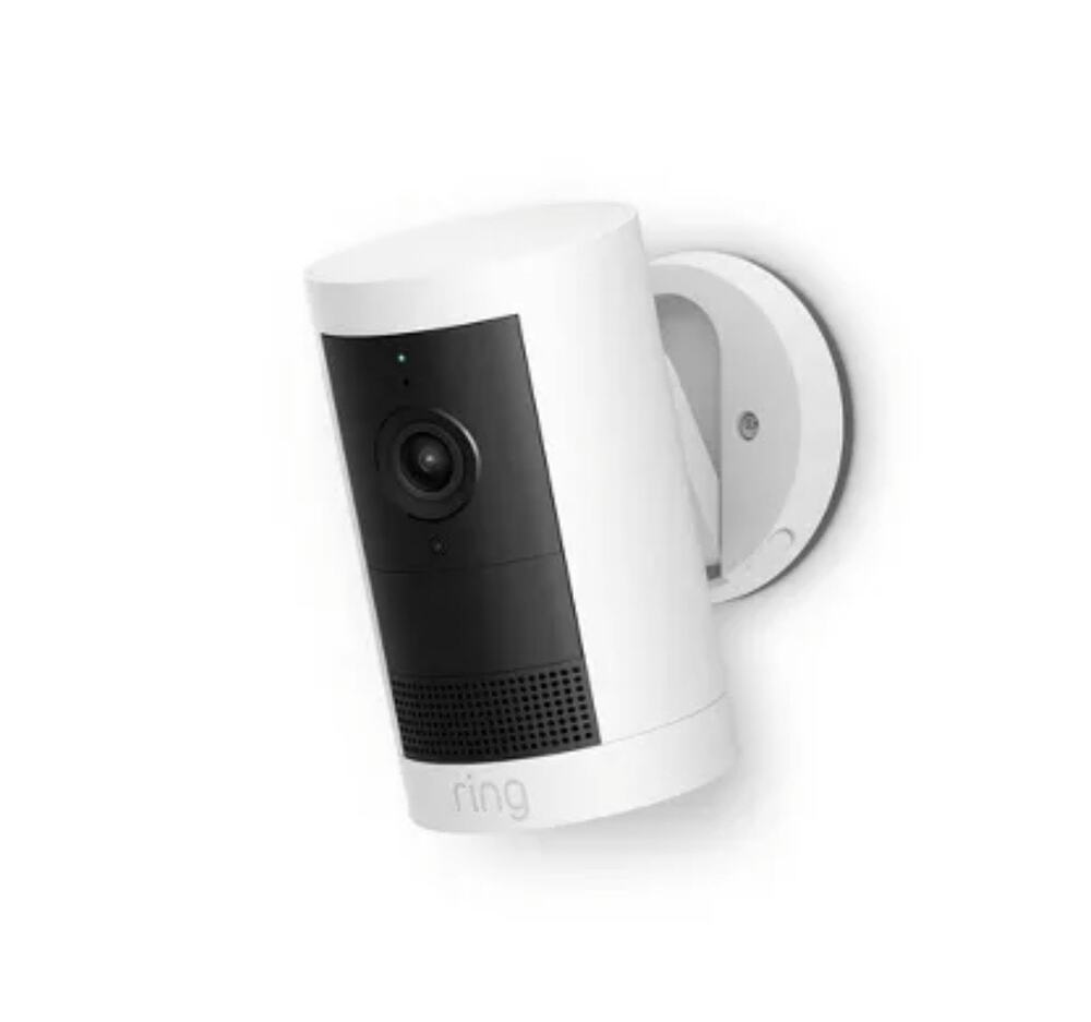 Ring Outdoor Cam Plus Smart Wireless Security Camera White HD Weatherproof
